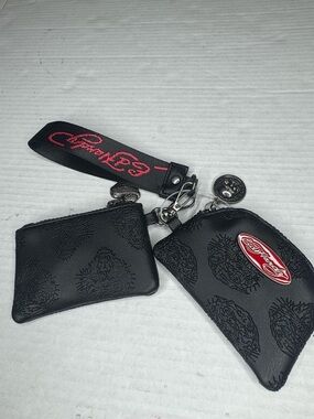 Ed Hardy Zippered Key Chain black  Graphic Tattoo NWT*